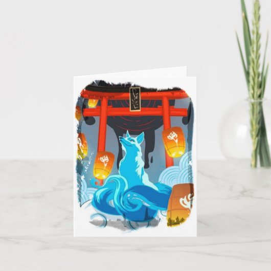 キツネ日本のとパゴダサンキューカード サンキューカード (正面)