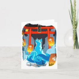 キツネ日本のとパゴダサンキューカード サンキューカード