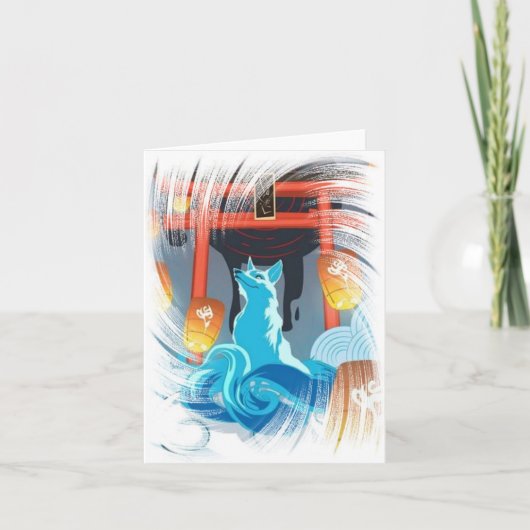 キツネ日本のとパゴダサンキューカード サンキューカード (正面)