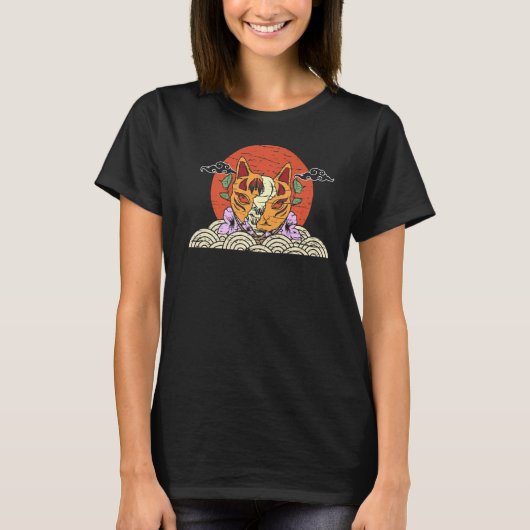 キツネ日本のキツネマスクエステティック日本のキツネ Tシャツ (正面)