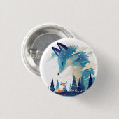 キツネ星空のアートで宇宙狐の精神に出会う 缶バッジ (正面&裏面)