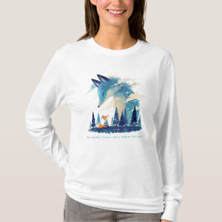 キツネ星空のアートで宇宙狐の精神に出会う Tシャツ