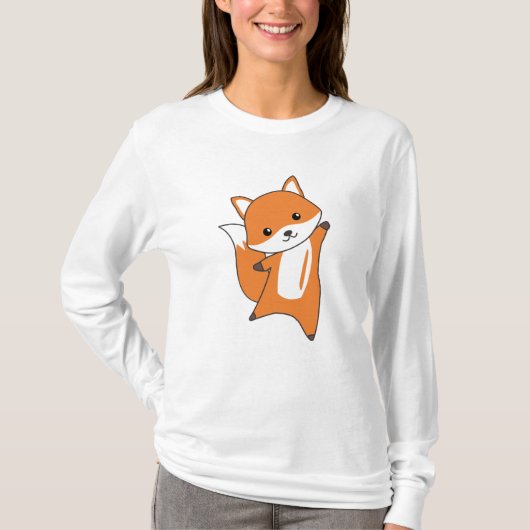キツネ森林動物キツネオレンジかわいい動物 Tシャツ (正面)