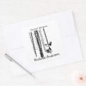 キツネ樺の木ツリーフォレストアニマルシルエット自然アート スクエアシール (封筒)