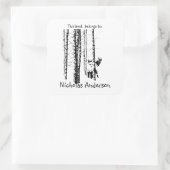 キツネ樺の木ツリーフォレストアニマルシルエット自然アート スクエアシール (バッグ)