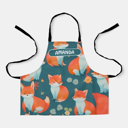 キツネ水の色パタカラフルーン エプロン (正面)