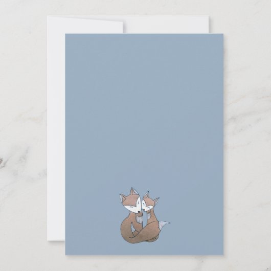 キツネ水彩男の赤ちゃんブルーベビーシャワー 招待状 (裏面)