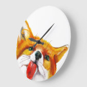 キツネ水彩 ラージ壁時計 (傾斜)