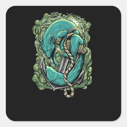 キツネ海洋 スクエアシール (正面)