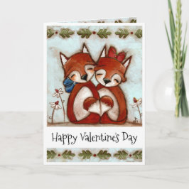 キツネ熱狂するのように – Valentines Day Card シーズンカード