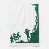 キツネ狩りのシルエット キッチンタオル (縦)