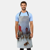 キツネ狩りハンツマンアンドハウンズリターンホーム エプロン (着用した状態)