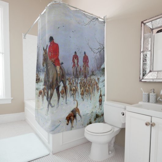 キツネ狩りハンツマンアンドハウンズリターンホーム シャワーカーテン (インサイチュ)