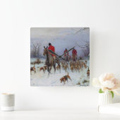 キツネ狩りハンツマンアンドハウンズリターンホーム スクエア壁時計 (ホーム)