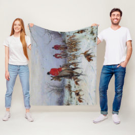 キツネ狩りハンツマンアンドハウンズリターンホーム フリースブランケット