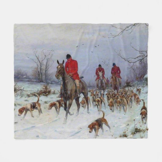 キツネ狩りハンツマンアンドハウンズリターンホーム フリースブランケット (正面(横))