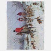 キツネ狩りハンツマンアンドハウンズリターンホーム フリースブランケット (正面)