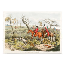 キツネ狩り水彩