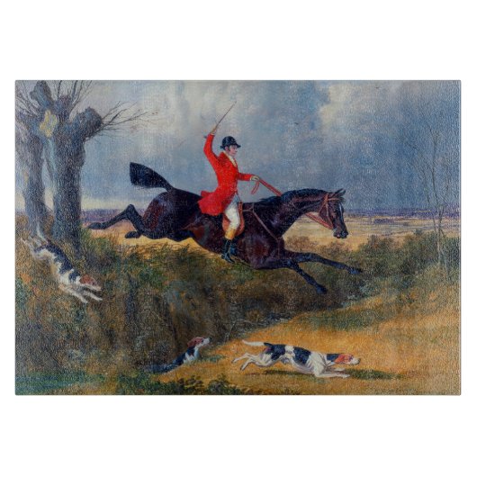 キツネ狩り 溝を飛び越える 馬術 ジョン・ヘリング 1839 カッティングボード (正面)