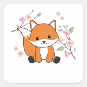キツネ甘い動物かわいいキツネ スクエアシール