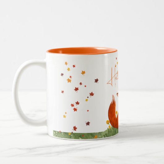 キツネ秋紅葉コーヒーマグ ツートーンマグカップ (左)