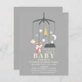 キツネ移動式中性モダン赤ちゃんシャワー 招待状 (正面/裏面)