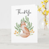 キツネ空白のサンキューカード カード (黄色い花)