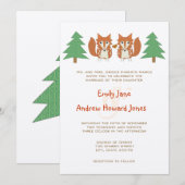 キツネ素朴とパインツリー結婚式招待状 招待状 (正面/裏面)