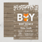 キツネ素朴ウィンターボーイベビーシャワー招待状 招待状 (正面/裏面)