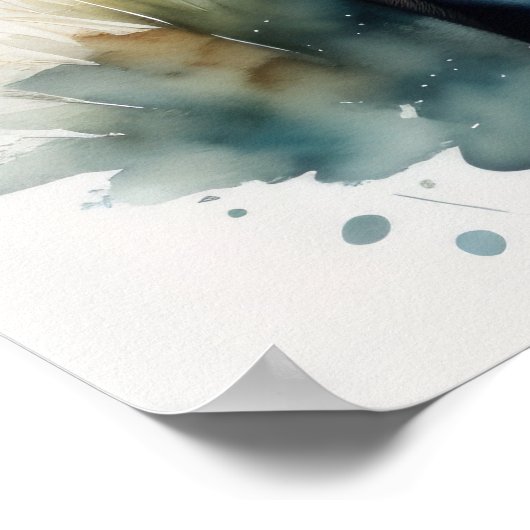 キツネ絵を描の水色5:4 ポスター (角)