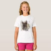 キツネ絵画の水彩及びスケッチ Tシャツ (正面フル)