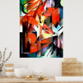 キツネ絵画ズバイフランツ・マークのデジタル着色 ポスター (キッチン)