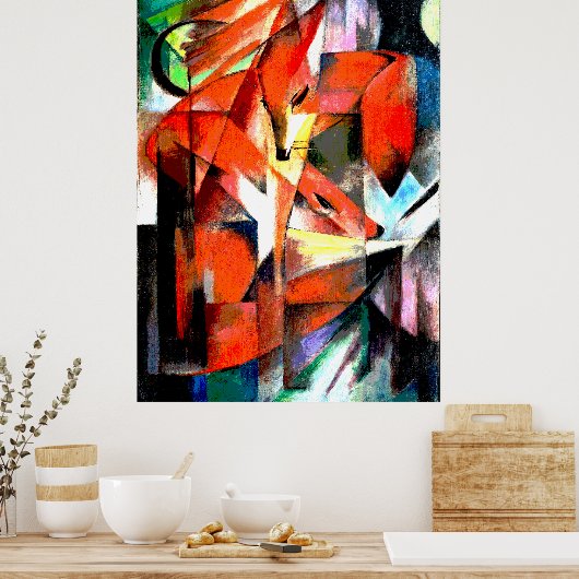 キツネ絵画ズバイフランツ・マークのデジタル着色 ポスター (キッチン)