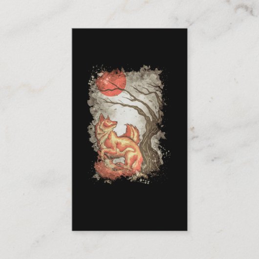 キツネ美しい動物の木の月の自然愛好家 名刺 (正面)