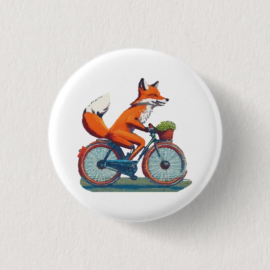 キツネ自転車 缶バッジ (正面)