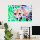 キツネ色鉛筆スケッチポスター ポスター (ホームオフィス)