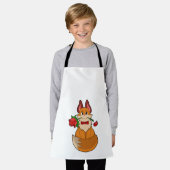 キツネ花バラ エプロン (着用した状態)