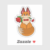 キツネ花バラ シール (シート)