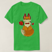 キツネ花バラ Tシャツ (デザイン正面)