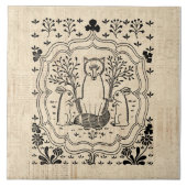 キツネ華美とバニーうさぎがかわいい動物アート タイル (正面)