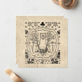 キツネ華美とバニーラビッツがかわいい動物アート ノートカード (正面/裏面インサイチュ)