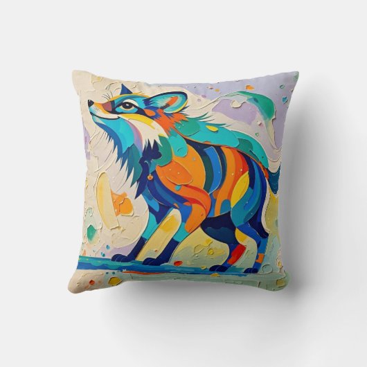 キツネ表現型抽象芸術動物アートデザイン クッション (裏面)