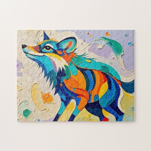 キツネ表現型抽象芸術動物アートデザイン ジグソーパズル (横)