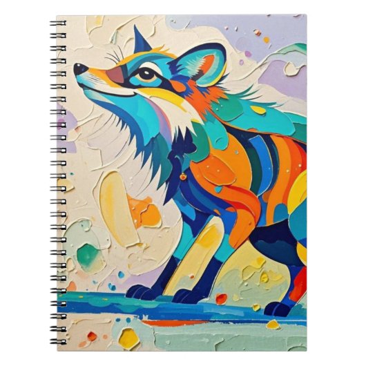 キツネ表現型抽象芸術動物アートデザイン ノートブック (正面)