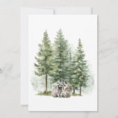 キツネ親及びベビーキツネベビーシャワー 招待状 (裏面)