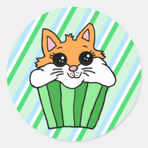 キツネ誕生日カップケーキ ラウンドシール