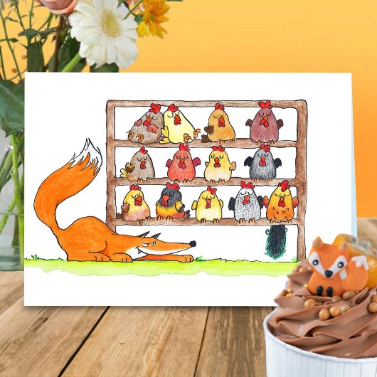キツネ誕生日サプライズグリーティングカード カード