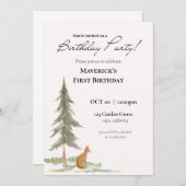 キツネ誕生日パーティーの招待 招待状 (正面/裏面)