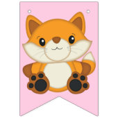 キツネ誕生日パーティーピンク バンティングフラッグ (第1の旗)