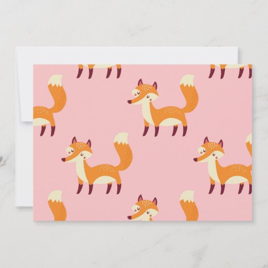 キツネ誕生日パーティーフォレストテーマフォトピンクガール 招待状